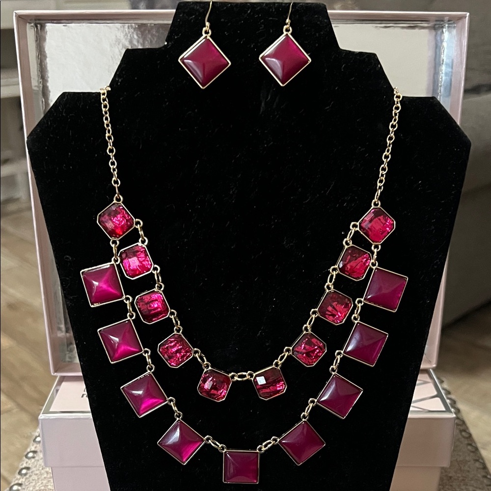 Lovely Pink and Gold Statement Jewelry Set